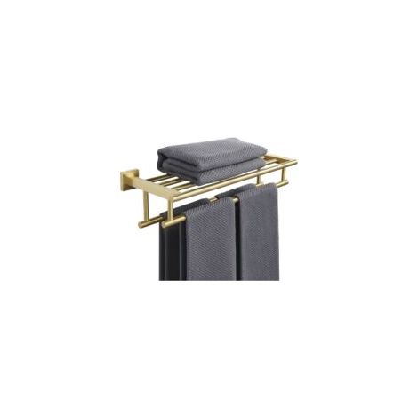 Porte-serviettes en acier inoxydable SUS304 40cm – 2 barres murales – Finition dorée – Résistant à la rouille et facile à nettoyer (1/4)