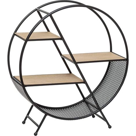 Étagère de Rangement Ronde en métal de 55,5 cm, Polyvalente, pour la Maison, Le Bureau et Les environnements Modernes ou Traditionnels