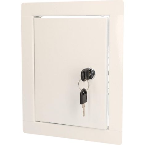 KOTARBAU® Trappe de Visite - Acier Galvanisé - 20x15 cm - Blanc - Porte de Révision pour Cloison Sèche - avec Serrure Et 2 Clés - Trappe D'Accès -  Intérieure Extérieure - Finition Poudre