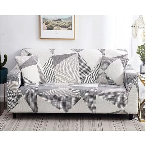 Housse de canapé - 1-2-3-4 Places - Gris - Extensible - Déhoussable - Lavable (1/4)