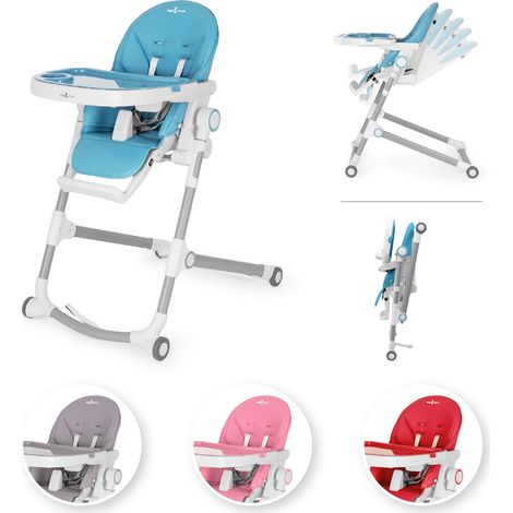 Kinderstuhl HUGO Babystuhl Kinder Hochstuhl Verstellbar Klappbar inkl. Spielebogen - Blau (1/5)