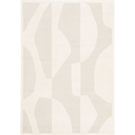 DESIGN DECO - Tapis à reliefs doux géométrique blanc 200x290
