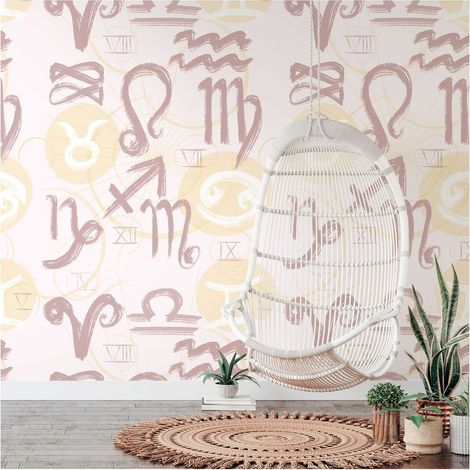 Photo wallpaper Profhome 391991 hot embossed non-woven wallpaper smooth design matt cream yellow pink brown 1.59 m x 2.8 m (1/4)