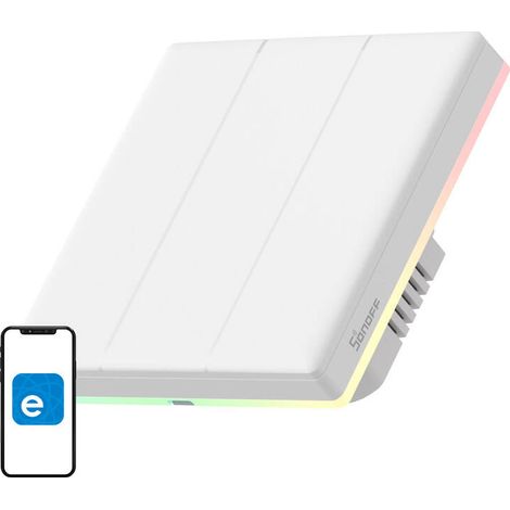 Interruptor de pared WiFi táctil inteligente Sonoff TX T5 3C (3 canales)