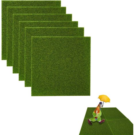 6 Pièces Mini Faux Gazon, Gazon Synthétique, Pelouse Synthétique, 15 15cm, Design de Simulation, Aménagement Paysager Fait à la Main, Convient à la Décoration de Paysage Miniature (1/5)