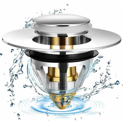 Bouchon Lavabo Universel Bonde de Lavabo Acier Inoxydable Popup avec 2 Joints pour 32 et 38 mm Bouchon evier (1pcs)T-Audace (1/5)