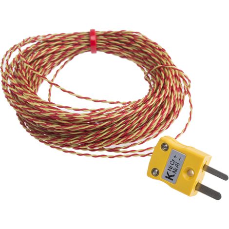 Thermocouple type K, L 10m, +250°C max à Fiche mâle miniature ( Prix pour 1 )