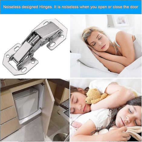 Lot de 10 charnières avec vis, charnières à fermeture amortie pour portes de placards de cuisine, charnières à 90° pour portes de placards de cuisine, portes d'armoires et meubles de salle de bain. (1/2)