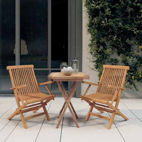 Ensemble à manger de jardin 3 pcs-Salon de jardin Bois de teck massif 857173 (1/5)