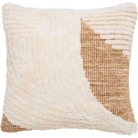 Coussin Déco en Relief "Loomia" 40x40cm Beige Lin (1/5)