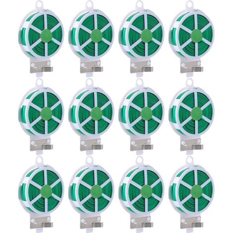12 Rouleaux de Liens de Jardinage en Fil de Fer Vert Plastifié 50M Coupe - (1/5)