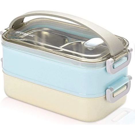 2-lagige Lunchbox aus Edelstahl, Thermo-Bento-Boxen (1/5)