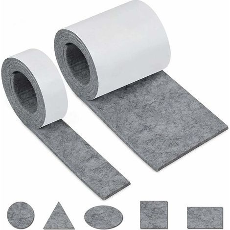 Feutrine Autocollante Meuble, Feutrine Adhesive 2 Rouleaux(100×10cm+100×2cm)Découpe Libre de Toute Taille ou Forme Feutre Patin Antiderapant pour Protection Pied de Table Chaise Canape (1/5)