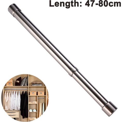 Asta appendiabiti telescopica estensibile, in acciaio inox, per bagno e cucina, 1 pezzo, argento (1/5)