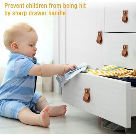 Set mit 12 Küchenschrankgriffen, Möbelgriffen aus Leder, Türgriffen mit Muttern und Schrauben, stoßfesten Schrank- und Schubladenknöpfen, schönes Geschenk, braun