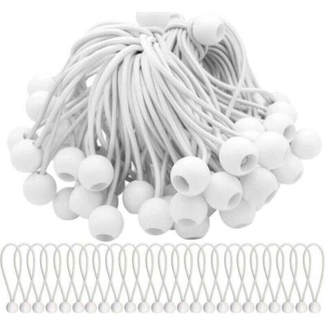 Lot de 50 Tendeur Elastique Cordons Élastiques avec Boules Sandow Elastique Boules Elastiques pour chapiteaux, tentes, bannières et bâches