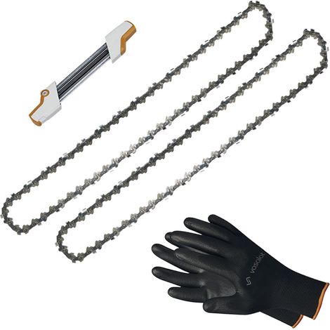 Kettensäge Zubehör - 2x Sägekette 35cm Picco Micro 3 Ersatzkette + 2in1 Feilenhalter mit Feile 4mm (1/4)