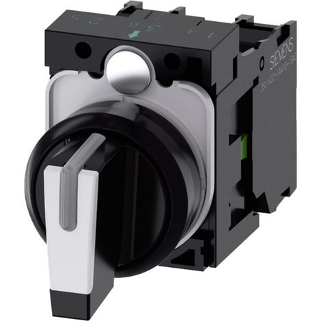 Siemens 3SU11002BL601NA0 3SU1100-2BL60-1NA0 Knebelschalter Frontring Kunststoff Schwarz, Weiß 2 x 4 (1/4)