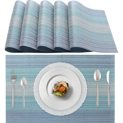 Lot de 6 Sets de Table Lavable, (70% PVC et 30% Polyester) Set de Table,Nettoyage Facile,Antidérapant,Résistant à la Chaleur,3045cm