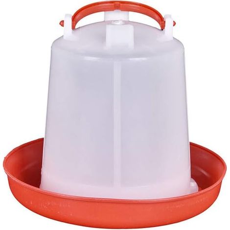 Mangeoire et abreuvoir pour poules, rouge vif et blanc, en plastique polypropylène résistant à la corrosion et à l'usure.-AquaForge (1/5)