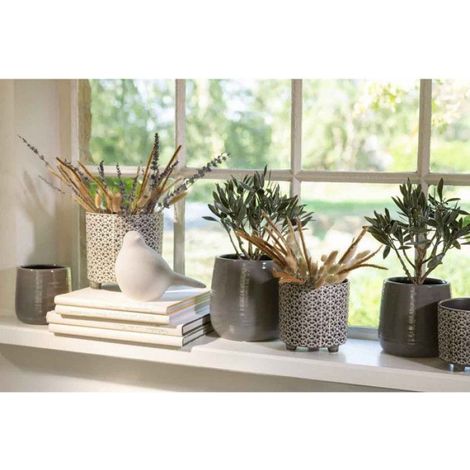 Cache-Pot Déco en Céramique "Minada" 16cm Gris (1/2)