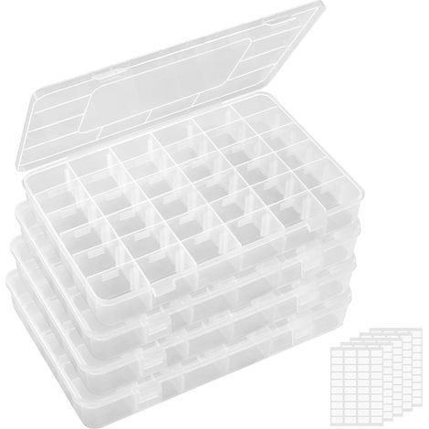Plastic Storage Boxes, 36 Adjustable Dividers, Lockable Lid, for Jewelry, Beads, and Screws (1/5)