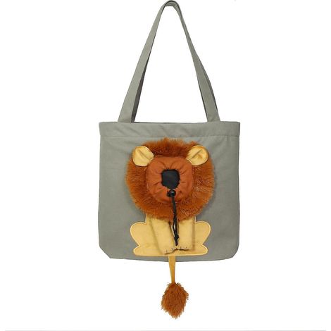 Outcrop kleine Schultertasche aus Canvas mit Löwenmotiv, löwenförmig, für Hunde und Katzen, dunkelgrau. (1/5)