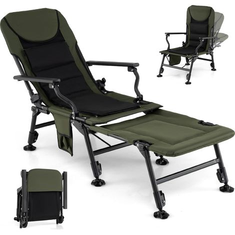 Silla de camping plegable extragrande con reposapiés - Verde (1/5)