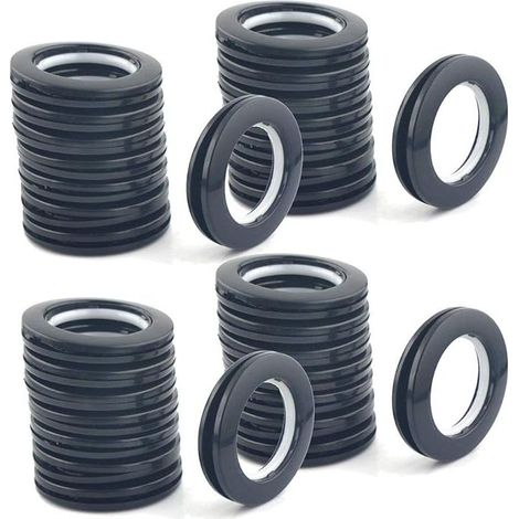 Paquet de 32 Oeillets Rideaux à Clipser, diamètre intérieur 1-9/16 "(40 mm) Anneaux Rideaux Douche Romain kit d’œillets pour Rideau Outil d’ œillet à battant Accessoire (Noir) (1/5)
