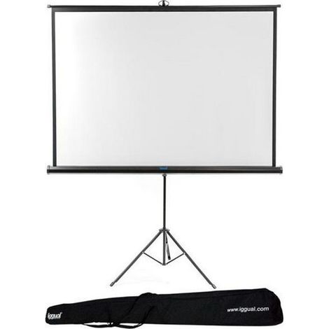 iggual Pantalla Proyección 112" Cuadrada- Portátil Manual Enrollable con Trípode- Visión 180º- Compatible 4K y Cualquier Proyector- Altura Ajustable -BolsaTransporte y Trípode Incluido (200x200 cm) (1/5)