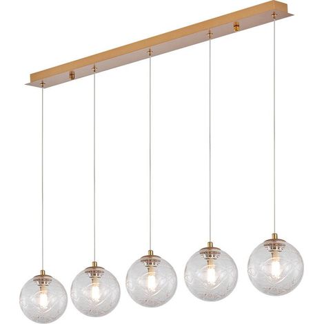 Suspension décorative 5xG9 10W – Design métal doré (1/4)