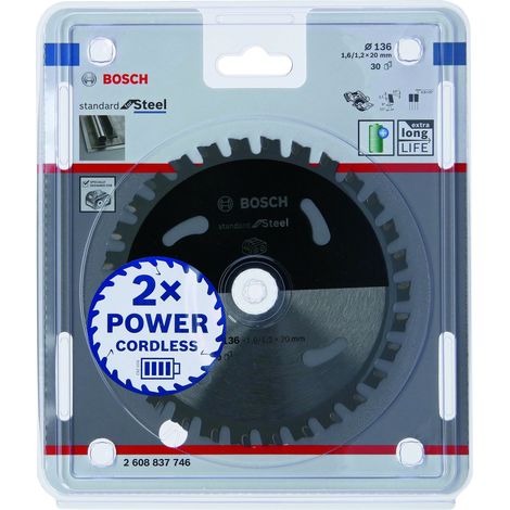 Bosch – Lame de scie circulaire 136 x 20 mm 30 dents – Pour acier inoxydable – 2608837746 – Coupe nette sans éclat (1/8)