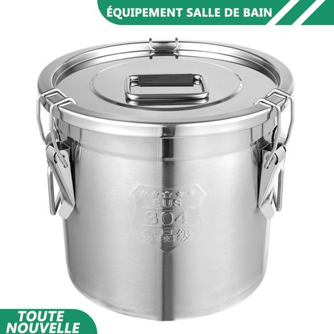 WAOBDLA 12L/3.17gal seau de riz en acier inoxydable de qualité alimentaire 304 grande capacité pour stocker les aliments secs/humides (1/5)