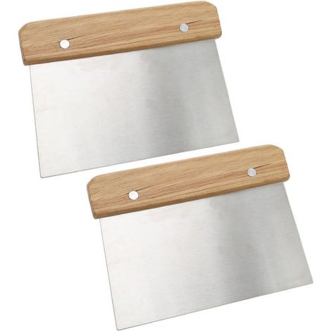 Racloir à pâte - Ensemble de 2 pièces - Couteau à pâte - Coupe-pâte - Durable 15 x 11 cm - Bois - Cuisine - Ménage - Lisseur (1/5)