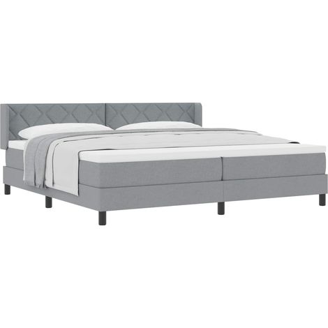 Maison Exclusive - Lit à ressorts avec tête de lit Gris clair 200 x 200 cm tissu (1/5)