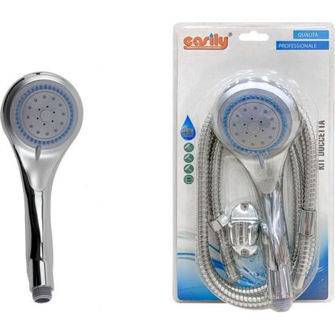 Trade Shop - Kit Bagno Doccetta Doccino Soffione Tondo Doccia Con Laccio 1,8 Mt Staffa 69039 - (1/2)