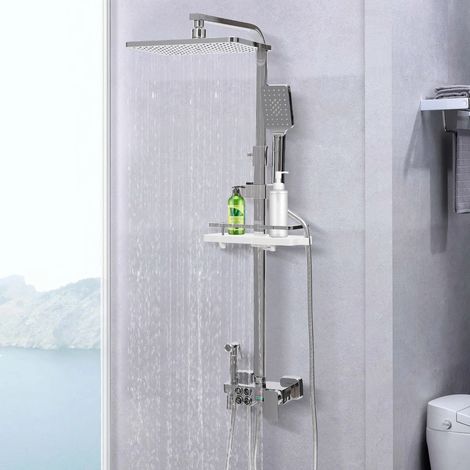 Modernes Wandduschsystem, kaltes und heißes digitales Regenduschset mit hängendem Korb, höhenverstellbares 70cm-115cm
