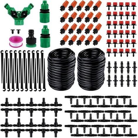 Système d'irrigation Jardin, 20M/65FT Micro Irrigation Goutte à Goutte Kit Automatique système d'irrigation d'arrosage Réglable pour Paysage Patio Serre pelouse Plante, 125PCS (1/4)