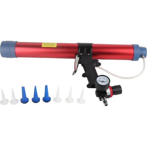 Pistolet à colle pneumatique 600ml, pistolet à air comprimé avec manomètre pour décoration bâtiment (1/5)