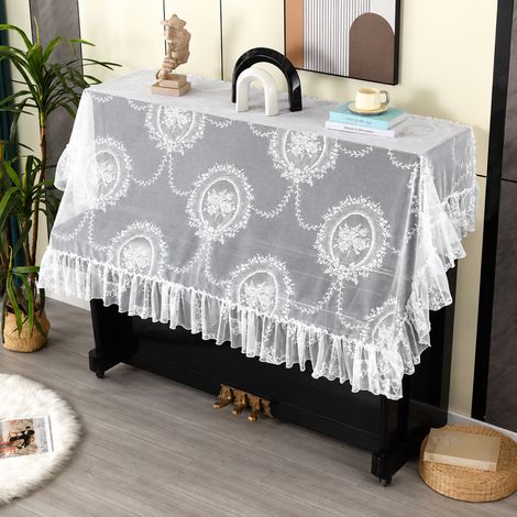 Housse de Piano Dentelle Brodée Fleurs dans le miroir 200x140cm Demi-Couverture Anti-Poussière Piano Droit Numérique 200 kg – Livraison gratuite