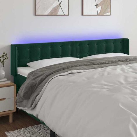 Tête de lit - Modèle 3123733 - Velours vert foncé - LED intégrée USB - 183 x 16 x 78/88 cm (1/5)