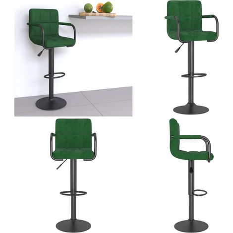 vidaXL Tabouret de bar Vert foncé Velours (1/5)