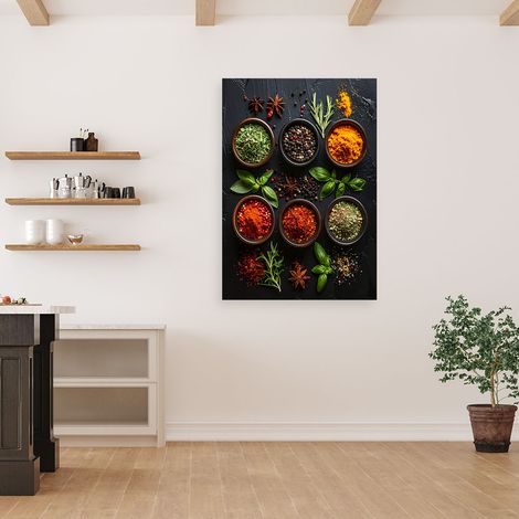Wandbild Gewürze Kräuter in Schalen 40x60 (1/4)