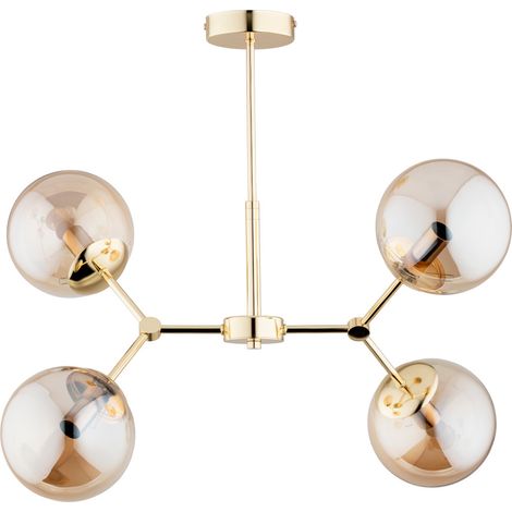 Suspension moderne dorée boules ambre 4xE14 Alfa Foton (1/3)