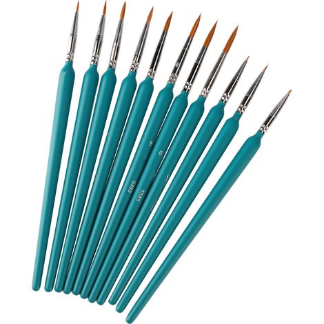Ensemble de 11 pinceaux de précision, pinceaux miniatures, pinceaux à pointe fine, adaptés à l'acrylique, à l'aquarelle, à la peinture à l'huile et aux maquettes. (1/5)