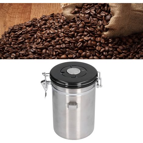 Luftdichter, belüfteter Behälter aus Edelstahl 304, 1,8 l, Naturfarbe, ideal zur Aufbewahrung von Kaffee und Kaffeebohnen. (1/5)