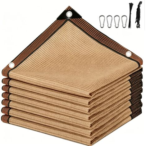 (Beige, 1x2M) Filet d'ombrage en PE, résistant aux UV, adapté aux terrasses extérieures et aux jardins botaniques. (1/5)