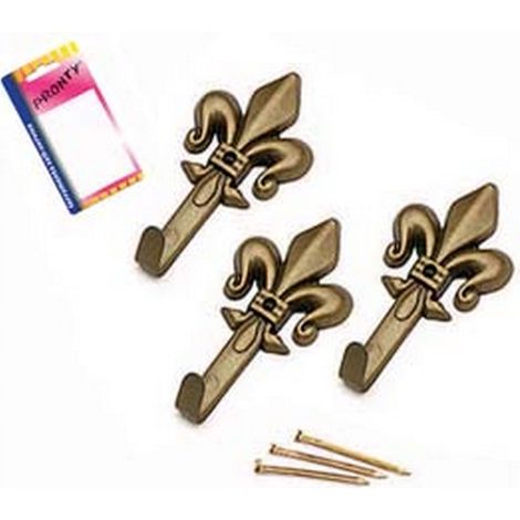 12BL GANCI PER QUADRI GIGLIO BRONZO GRANDI IN BLISTER - mm.47, in bl.3 pz.