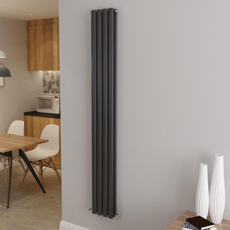 AICA Oval Column Designer Radiator Central Heating Vertical 1800x236mm Double Anthracite