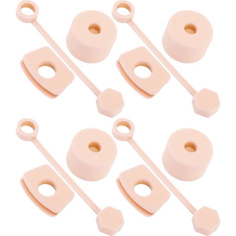 Set mit 4 auslaufsicheren Silikon-Becherverschlüssen, inklusive Strohhalmdeckel, quadratischem Verschluss und rundem Verschluss (rosa). (1/5)